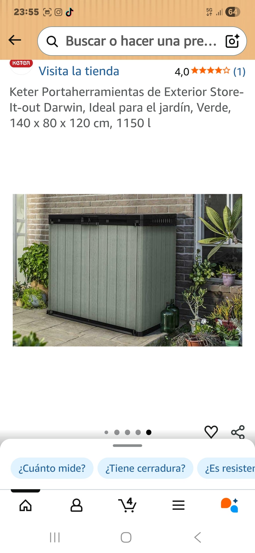 LIFETIME 60209 - Armario exterior ultrarresistente 136x70x172 cm UV100