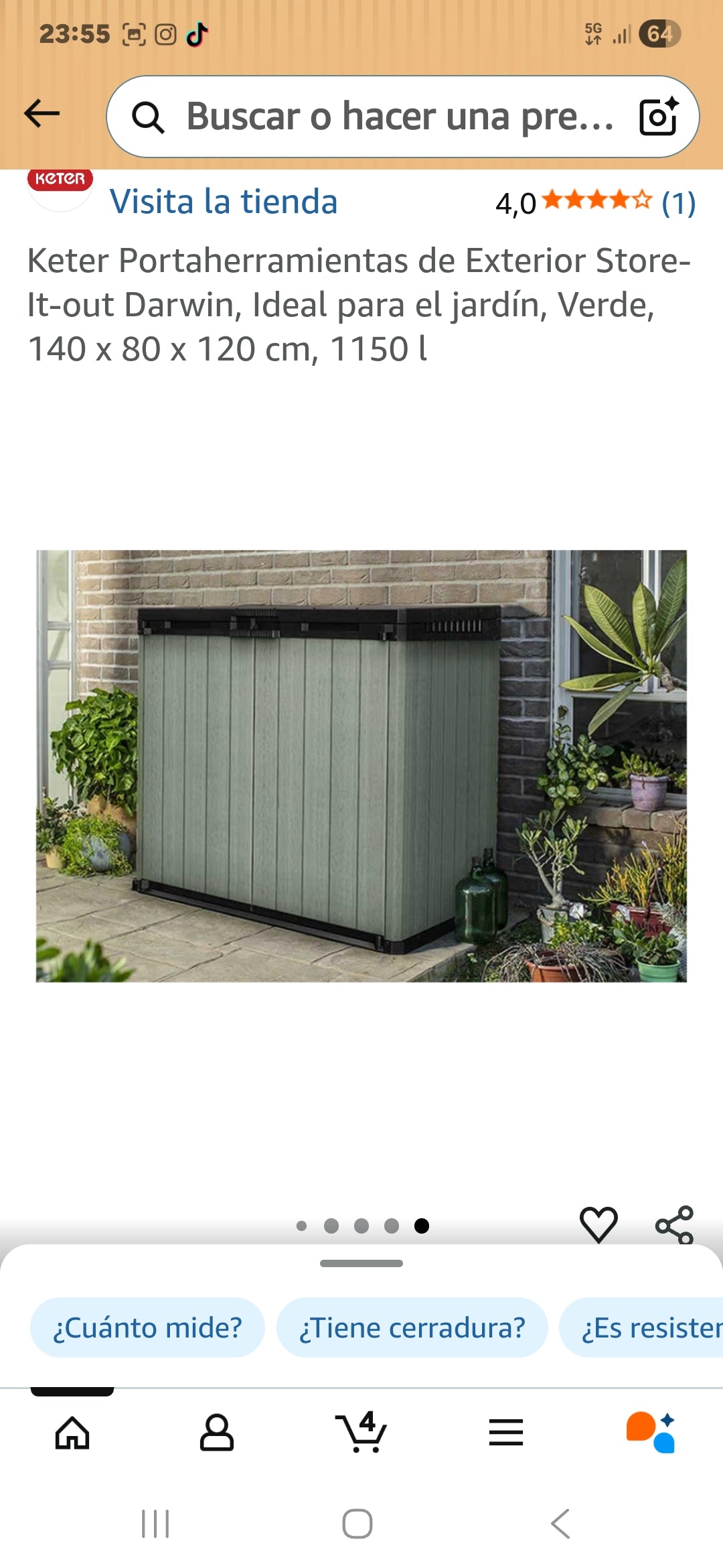 LIFETIME 60209 - Armario exterior ultrarresistente 136x70x172 cm UV100