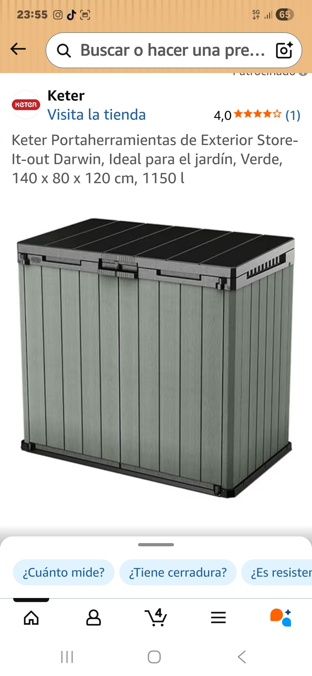 LIFETIME 60209 - Armario exterior ultrarresistente 136x70x172 cm UV100