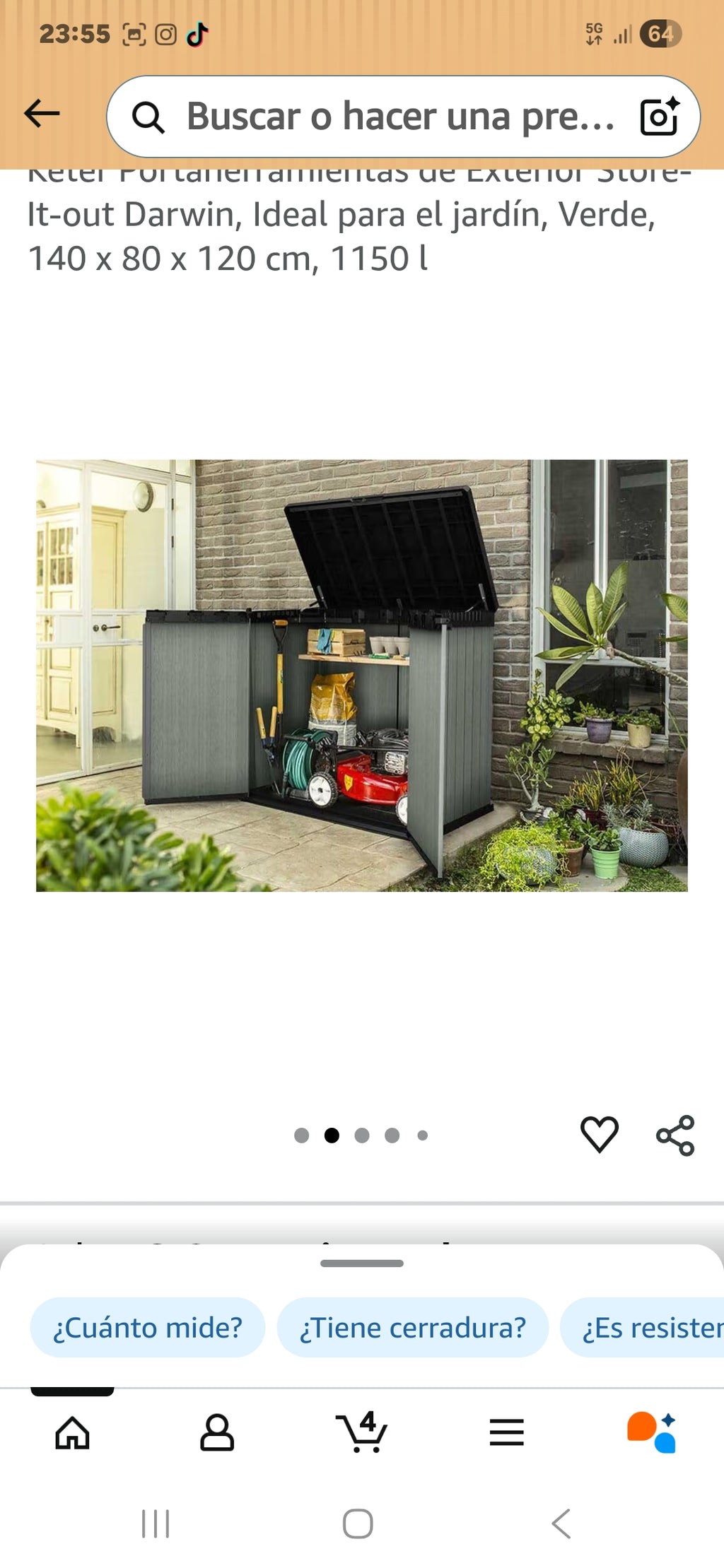 LIFETIME 60209 - Armario exterior ultrarresistente 136x70x172 cm UV100